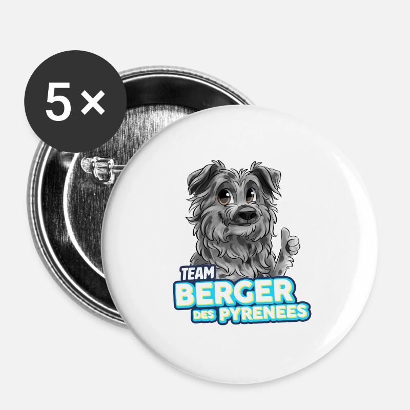 TEAM Pyrenean Shepherd Dog - Harlequin - Buttons large 2.2''/56 mm (5-pack) - white