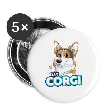 TEAM Corgi - tricolor - Buttons large 2.2''/56 mm (5-pack) - white - Front