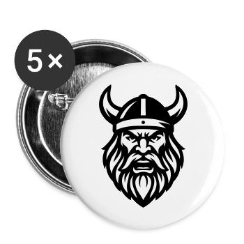 Viking Head - Buttons large 2.2''/56 mm (5-pack) - white - Front