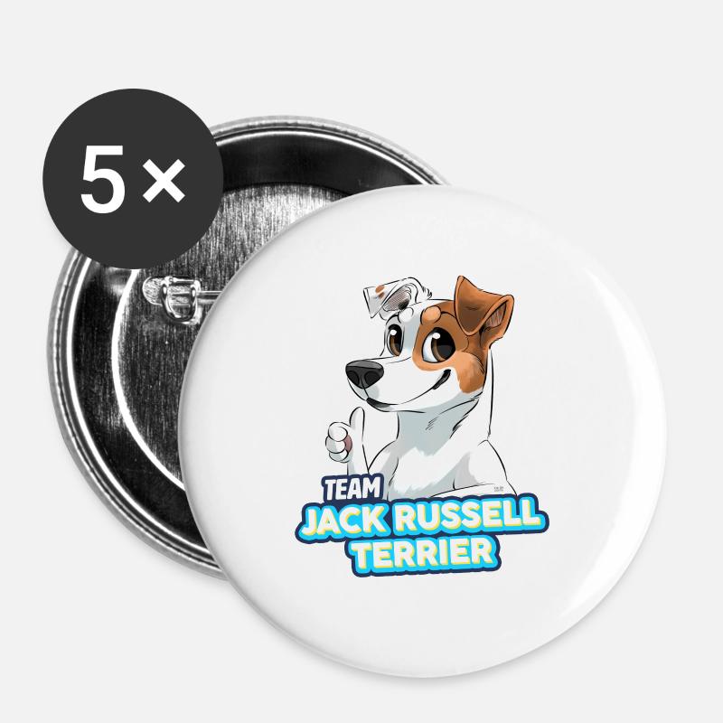 TEAM Jack Russell Terrier - Fawn 2 - Buttons large 2.2''/56 mm (5-pack) - white