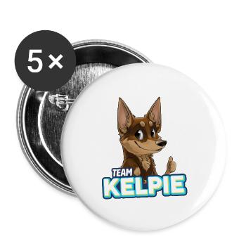 TEAM Kelpie - Chocolat et Tan - Lot de 5 grands badges (56 mm) - blanc - Devant