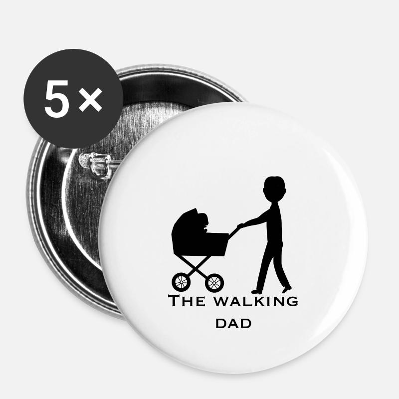 Papa en mouvement - Lot de 5 grands badges (56 mm) - blanc
