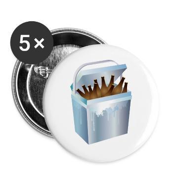 Glacière pleine de bouteilles de bière – motif d’été et de fête - Lot de 5 grands badges (56 mm) - blanc - Devant