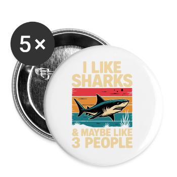 Hai Ich mag Hemden Vintage Design - Buttons groß 56 mm (5er Pack) - Weiß - Vorne