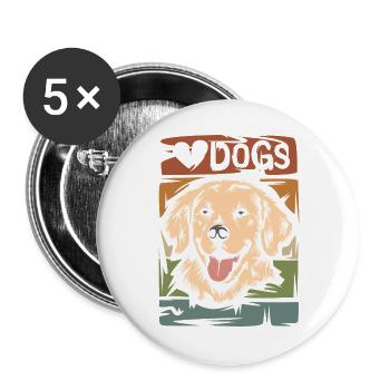 Vintage Golden Retriever - Retro Dog Illustration - Buttons large 2.2''/56 mm (5-pack) - white - Front