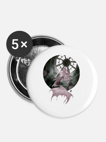 Magische Meerjungfrau im Unterwassertempel - Buttons groß 56 mm (5er Pack) - Weiß