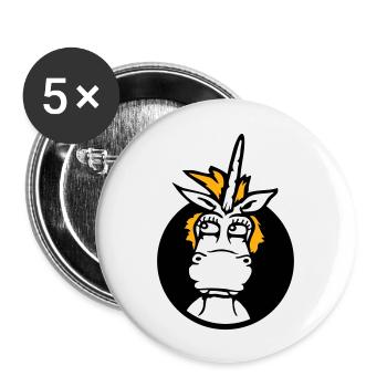 Unicorn Silly Funny Funny Funny Hole Cartoon - Buttons large 2.2''/56 mm (5-pack) - white - Front