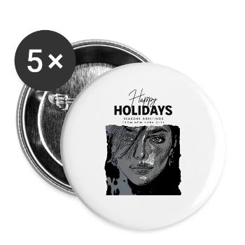 Frohe Feiertage ab NYC - Buttons groß 56 mm (5er Pack) - Weiß - Vorne