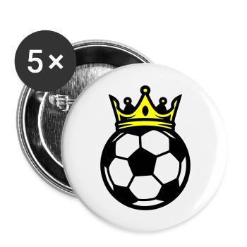 Fussball Ball Krone - Buttons groß 56 mm (5er Pack) - Weiß - Vorne