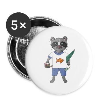Waschbaer Vibes Chilling the Raccoon Way - Buttons large 2.2''/56 mm (5-pack) - white - Front
