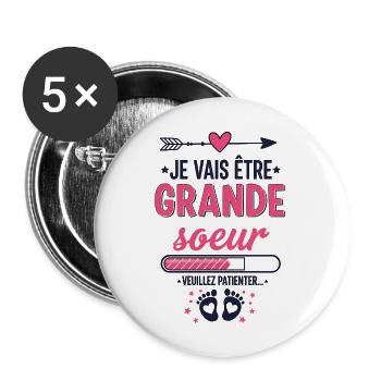 Enfant Future Grande Soeur Je Vais Etre Grande Soe - Lot de 5 grands badges (56 mm) - blanc - Devant