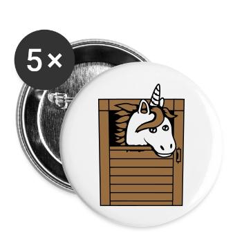 Licorne Cheval Cheval Écurie Poney Cheval Peeps Mignon - Lot de 5 grands badges (56 mm) - blanc - Devant