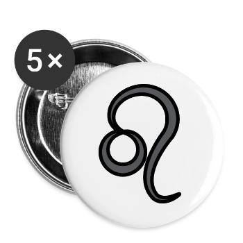 Signe du zodiaque Lion symbole noir et gris - Lot de 5 grands badges (56 mm) - blanc - Devant