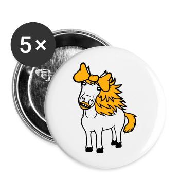 cheval mignon poney fille femelle fille cheval fille - Lot de 5 grands badges (56 mm) - blanc - Devant