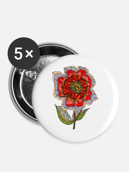Blume - Buttons groß 56 mm (5er Pack) - Weiß