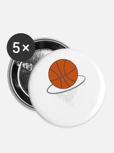 Basketball im Korb Illustration - Buttons groß 56 mm (5er Pack) - Weiß
