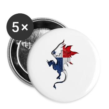Panama Flagge - Drachen Silhouette - Buttons groß 56 mm (5er Pack) - Weiß - Vorne