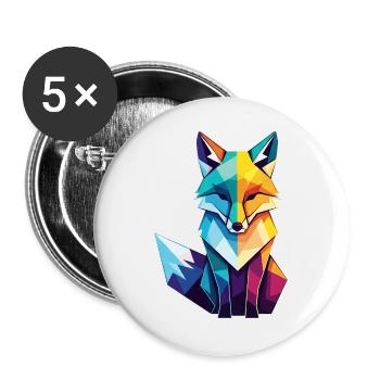 Fuchs - Buttons groß 56 mm (5er Pack) - Weiß - Vorne