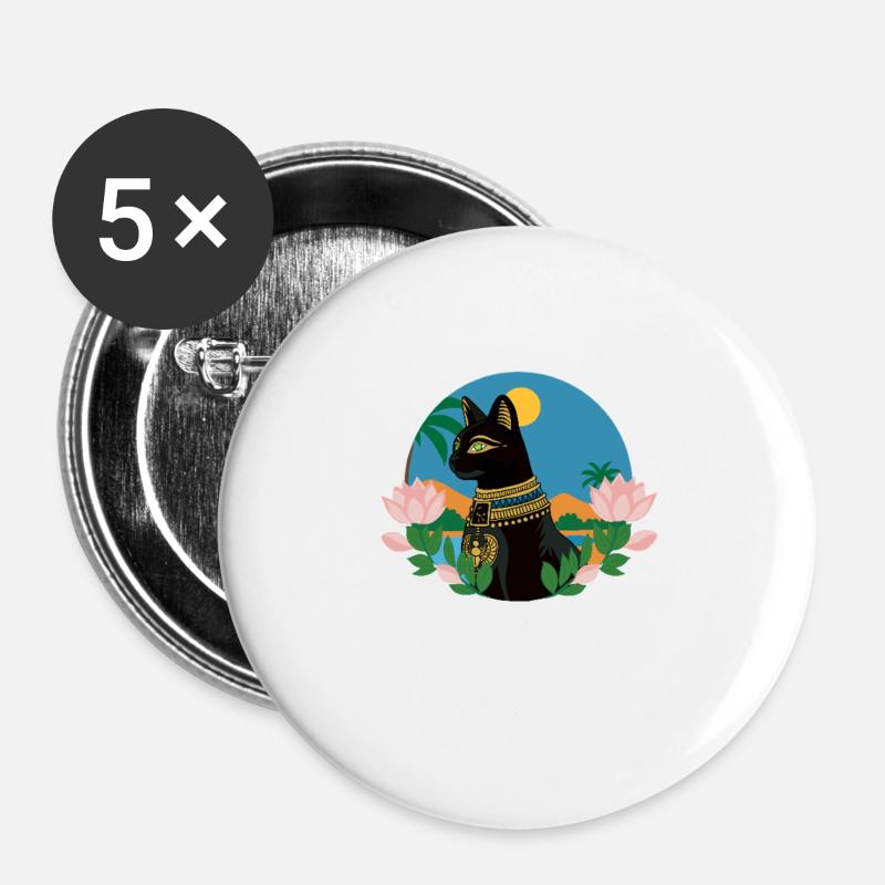 Bastet, Egyptian Goddess - Buttons large 2.2''/56 mm (5-pack) - white