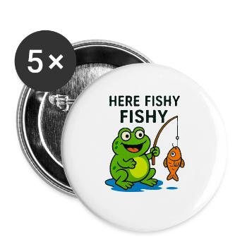 Friendly Fish Monkey and Frog - Buttons large 2.2''/56 mm (5-pack) - white - Front