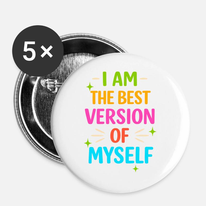 Self-Confidence Empowerment Graphic Tee - Buttons large 2.2''/56 mm (5-pack) - white