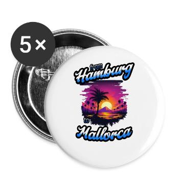 From Hamburg to Mallorca - Blue Text Edition - Buttons groß 56 mm (5er Pack) - Weiß - Vorne