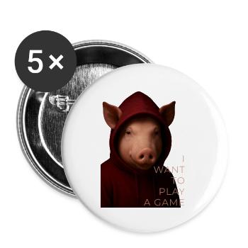 Je veux jouer à un jeu – Horror Pig Hoodie Design - Lot de 5 grands badges (56 mm) - blanc - Devant