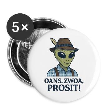 Alien - Buttons groß 56 mm (5er Pack) - Weiß - Vorne