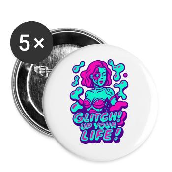 Glitch dans votre vie ! Femme Cyborg - Lot de 5 grands badges (56 mm) - blanc - Devant
