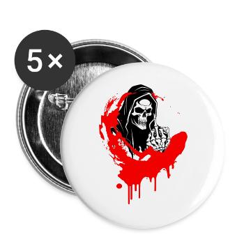 Rebel Skull Illustration with Middle Finger - Buttons large 2.2''/56 mm (5-pack) - white - Front