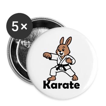 Karate Hase - Buttons groß 56 mm (5er Pack) - Weiß - Vorne