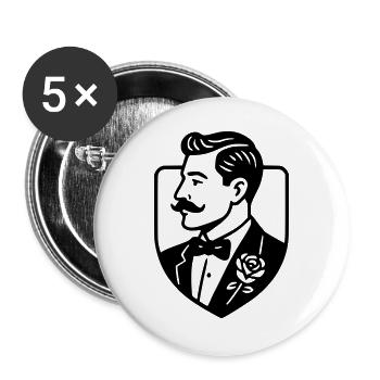 Le marié - Lot de 5 grands badges (56 mm) - blanc - Devant