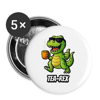 Tea-Rex - Buttons large 2.2''/56 mm (5-pack) - white - Front