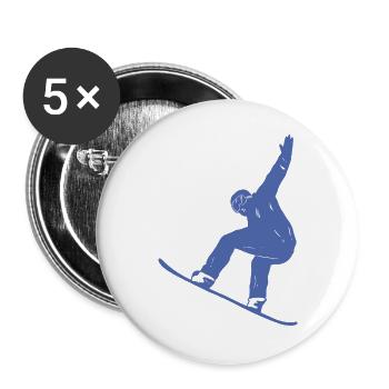 Silhouette minimaliste de snowboard Sports d’hiver - Lot de 5 grands badges (56 mm) - blanc - Devant
