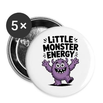 Little Monster Energy - Buttons large 2.2''/56 mm (5-pack) - white - Front