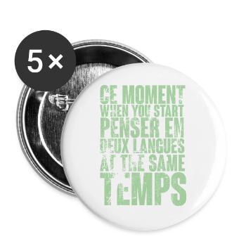DICTON COOL POUR LES MULTILINGUES, LES INTERNATIONAUX - Lot de 5 grands badges (56 mm) - blanc - Devant