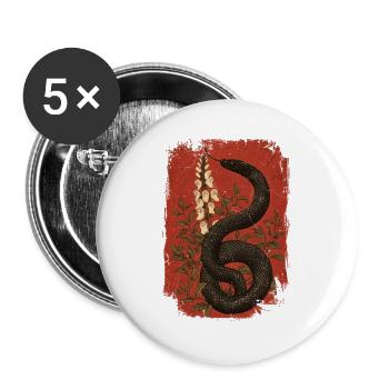 Mystische Schlange mit Blumenmotiven - Buttons groß 56 mm (5er Pack) - Weiß - Vorne