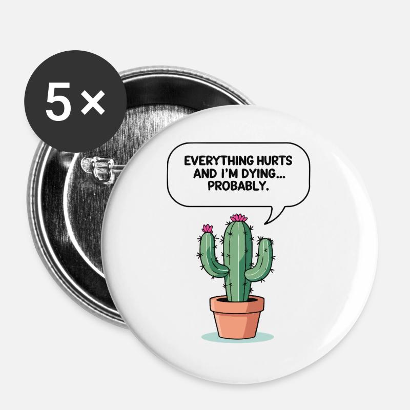 Sarkastischer Kaktus  - Buttons groß 56 mm (5er Pack) - Weiß