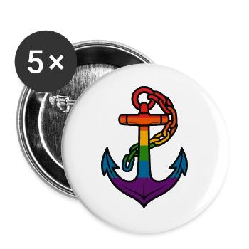 Rainbow Anchor with Gradient - Buttons large 2.2''/56 mm (5-pack) - white - Front