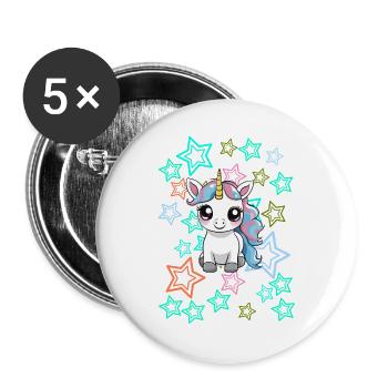 Cute Unicorn Kids Retro 60s Horse - Buttons large 2.2''/56 mm (5-pack) - white - Front
