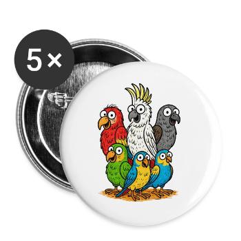 Lebendige Papageienbande Illustration - Buttons groß 56 mm (5er Pack) - Weiß - Vorne