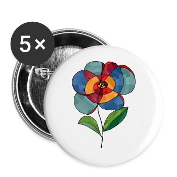 Fleur - Lot de 5 grands badges (56 mm) - blanc - Devant