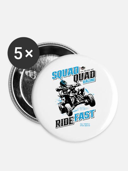 Quad Racing Geschwindigkeit - Buttons groß 56 mm (5er Pack) - Weiß