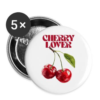 Illustration botanique de l’amateur de cerises - Lot de 5 grands badges (56 mm) - blanc - Devant