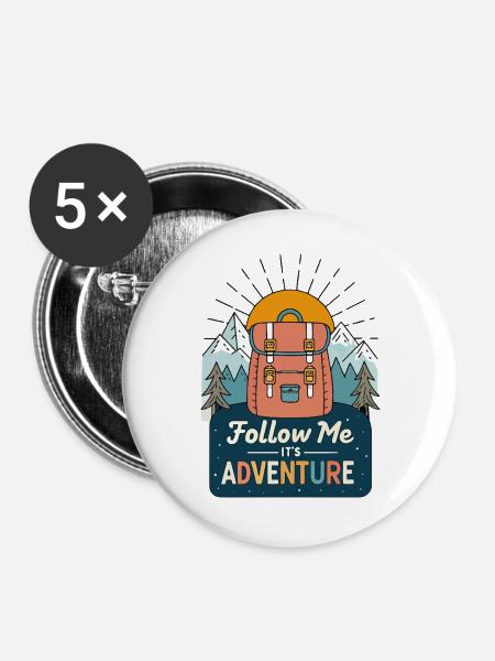 Wander- und Bergerlebnisrucksack - Buttons groß 56 mm (5er Pack) - Weiß