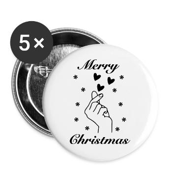 J’aime Joyeux Noël – Déclaration de Noël - Lot de 5 grands badges (56 mm) - blanc - Devant