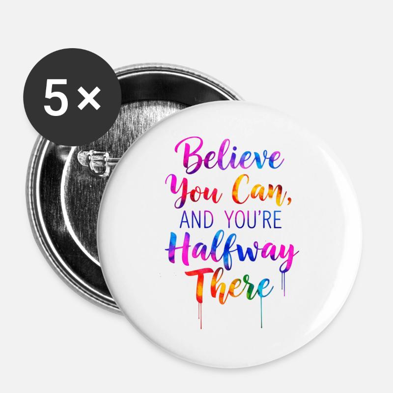 Inspirational Rainbow Typography Quote - Buttons large 2.2''/56 mm (5-pack) - white