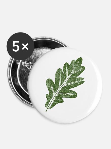 Eichenblatt / Grün - Buttons groß 56 mm (5er Pack) - Weiß