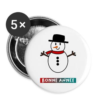 ALLES GUTE ZUM NEUEN JAHR. SILVESTER. NEUJAHR - Buttons groß 56 mm (5er Pack) - Weiß - Vorne