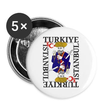Sultan Ottoman Turkish Warrior King Card Modern Game - Buttons large 2.2''/56 mm (5-pack) - white - Front